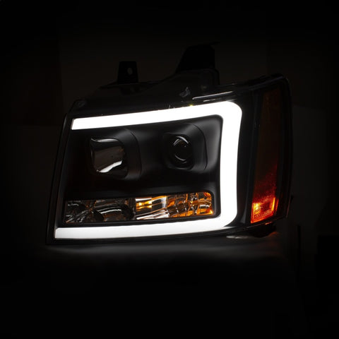 ANZO 07-14 Chevy Tahoe Projector Headlights w/ Plank Style Design Black w/ Amber - 111402