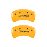 MGP 4 Caliper Covers Engraved Front & Rear Cursive/Charger Yellow finish black ch - 12181SCHSYL