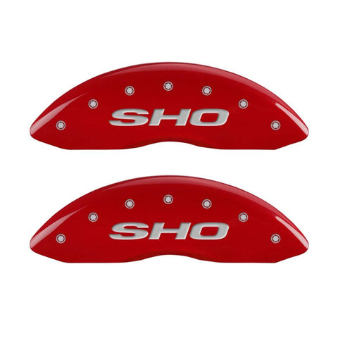 MGP 4 Caliper Covers Engraved Front & Rear SHO Red finish silver ch - 10222SSHORD