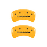 MGP 4 Caliper Covers Engraved Front & Rear Block/Charger Yellow Finish Black Char 2006 Dodge Charger - 12001SCHBYL