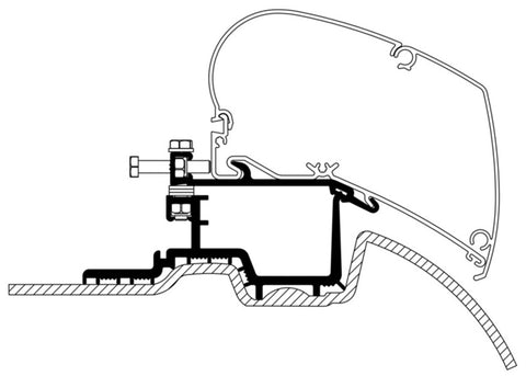 Thule HideAway Awning Roof Mount Adapter for Mercedes Sprinter (w/o OE Track) - Silver - 308073