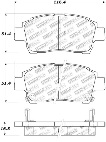 StopTech Street Touring 00-05 Spyder MR2 / 00 Celica GT Front Brake Pads - 308.08220