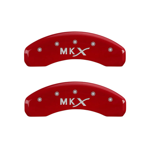 MGP 4 Caliper Covers Engraved Front Lincoln Engraved Rear MKX Red finish silver ch - 36007SLCXRD