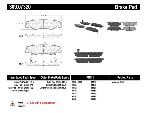 StopTech Performance 04-08 Cadillac XLR/XLR-V / 97-10 Chevrolet Corvette Rear Brake Pads - 309.07320