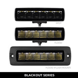 Go Rhino Xplor Blackout Series Sixline LED Flood Light Kit (Surface/Threaded Stud Mnt) - Blk (Pair) - 750300621FBS