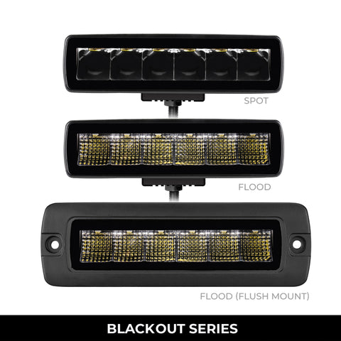 Go Rhino Xplor Blackout Series Sixline LED Spot Light Kit (Surface/Threaded Stud Mount) - Blk (Pair) - 750300621SBS