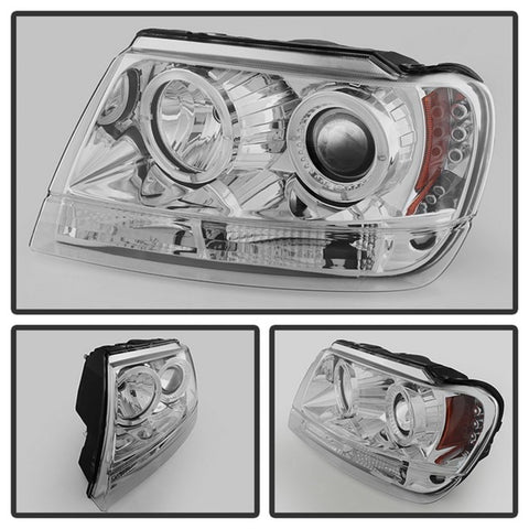 Spyder Jeep Grand Cherokee 99-04 Projector Headlights LED Halo LED Chrm - PRO-YD-JGC99-HL-C - 5011152