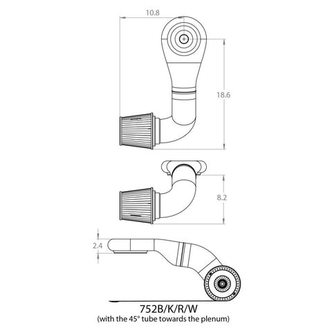 Spectre Plenum Kit Low w/Driver Side 45/90 Degree Tube - 752