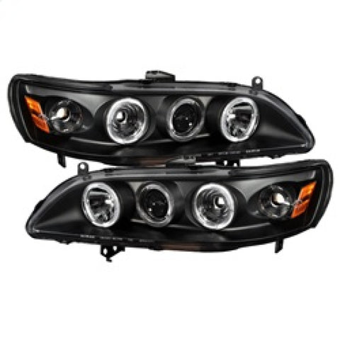 Spyder Honda Accord 98-02 1PC Projector Headlights LED Halo Amber Reflctr Blk PRO-YD-HA98-AM-BK - 5010728