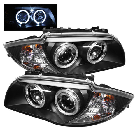 Spyder BMW E87 1-Series 08-11 Projector Headlights LED Halo Black High H1 Low H7 PRO-YD-BMWE87-HL-BK - 5008985