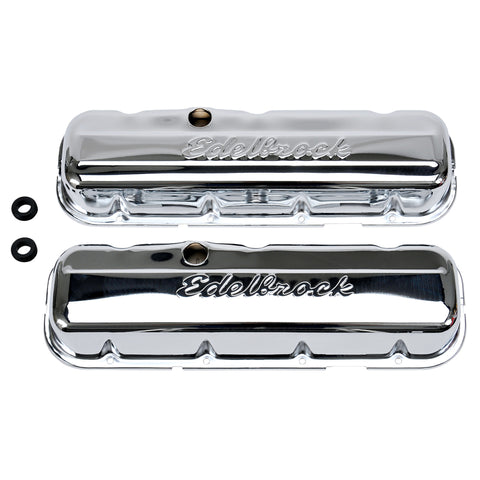 Edelbrock Valve Cover Signature Series Chevrolet 1965 and Later 396-502 V8 Low Chrome - 4480