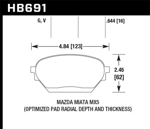 Hawk 06-14 Mazda MX-5 DTC-60 Race Front Brake Pads - HB691G.644