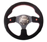 NRG Reinforced Steering Wheel (320mm) Blk Suede w/Dual Buttons - RST-007S