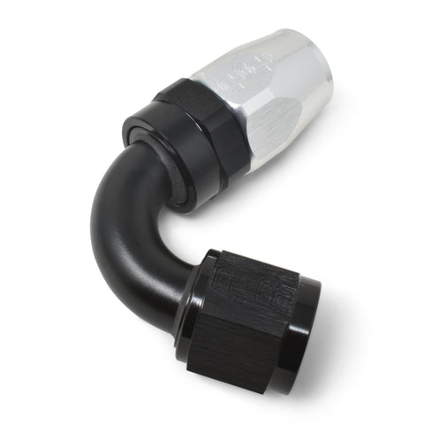 Russell Performance -12 AN Black/Silver 120 Degree Tight Radius Full Flow Swivel Hose End - 613433