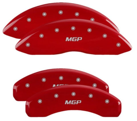 MGP 4 Caliper Covers Engraved Front & Rear MGP Red Finish Silver Char 2019 Nissan Armada - 17224SMGPRD