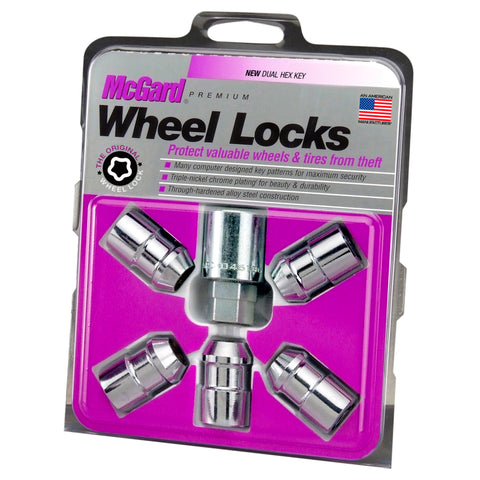 McGard Wheel Lock Nut Set - 5pk. (Cone Seat) 1/2-20 / 3/4 &13/16 Dual Hex / 1.46in. Length - Chrome - 24538