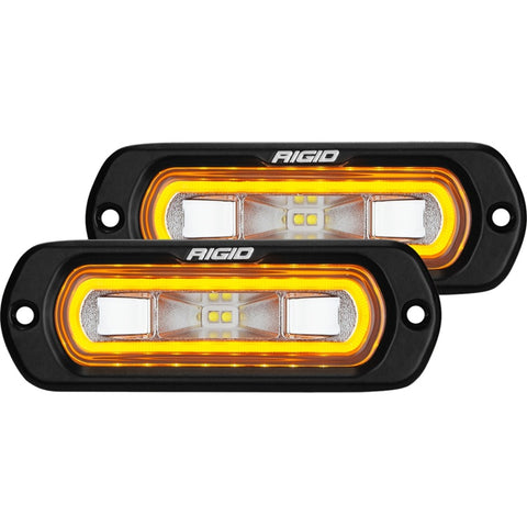 Rigid Industries SR-L Series Flush Mount LED Spreader Pair w/ Amber Halo - Universal - 53223