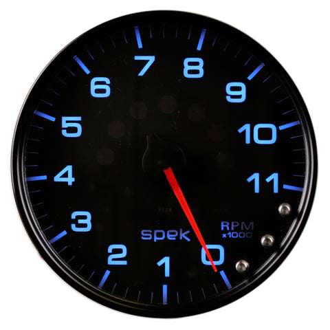 Autometer Spek-Pro Gauge Tachometer 5in 11K Rpm W/Shift Light & Peak Mem Black/Black - P23932