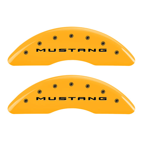 MGP 4 Caliper Covers Engraved Front 2015/Mustang Engraved Rear 2015/50 Yellow finish black ch - 10201SM52YL