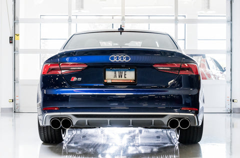 AWE Tuning Audi B9 S5 Coupe 3.0T Track Edition Exhaust - Chrome Silver Tips (102mm) - 3010-42064