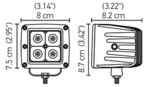 Hella HVF Cube 4 LED Off Road Kit - 3.1in 12W Flood Beam - 357204041