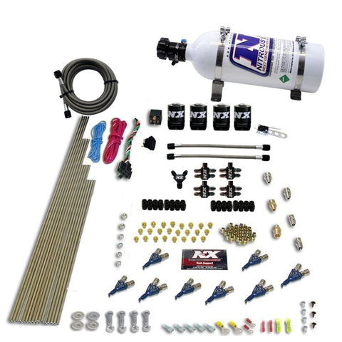 Nitrous Express 8 Cyl Piranha Direct Port 4 Solenoids Nitrous Kit (200-500HP EFI Jets) w/5lb Bottle - 80001EFI-05