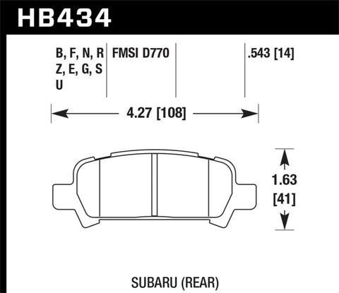 Hawk 02-03 WRX / 05-08 LGT D770 HP+ Street Rear Brake Pads - HB434N.543