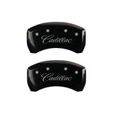 MGP 4 Caliper Covers Engraved F & R Cursive/Cadillac Black Finish Silver Char 2016 Cadillac CT6 - 35026SCADBK