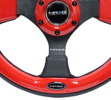 NRG Reinforced Steering Wheel (320mm) Blk w/Red Trim & 5mm 3-Spoke - RST-001RD