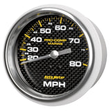 Autometer Gauge Speedometer 3-3/8in 80MPH Mechanical Marine Carbon Fiber - 200753-40