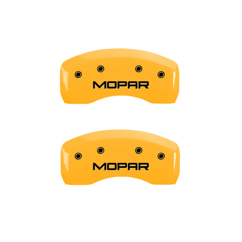 MGP 4 Caliper Covers Engraved Front & Rear Mopar Yellow Finish Black Char 2005 Chrysler Sebring - 32015SMOPYL