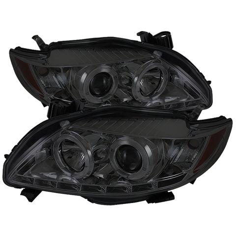 Spyder Toyota Corolla 09-10 Projector Headlights LED Halo DRL Smke High H1 Low H1 PRO-YD-TC09-DRL-SM - 5032522