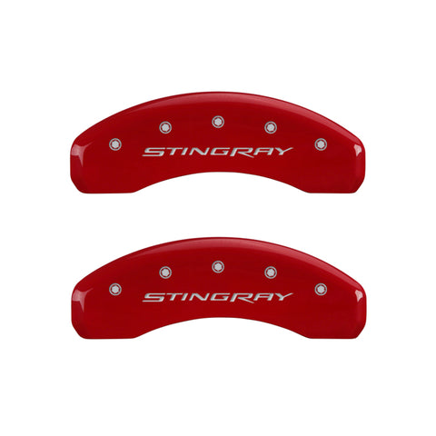 MGP 4 Caliper Covers Engraved Front & Rear Stingray Red finish silver ch - 13009SSTYRD