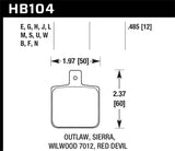 Hawk Wilwood DL Single Black Brake Pads - HB104M.485