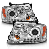 ANZO 2004-2008 Ford F-150 Projector Headlights w/ Halo and LED Chrome - 111029