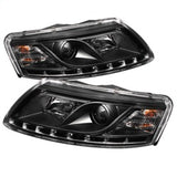 Spyder Audi A6 05-07 Projector Headlights Halogen Model Only - DRL Black PRO-YD-ADA605-DRL-BK - 5029416