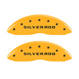 MGP 4 Caliper Covers Engraved Front & Rear Silverado Yellow finish black ch - 14005SSILYL