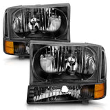 ANZO 2000-2004 Ford Excursion Crystal Headlights Black - 111080