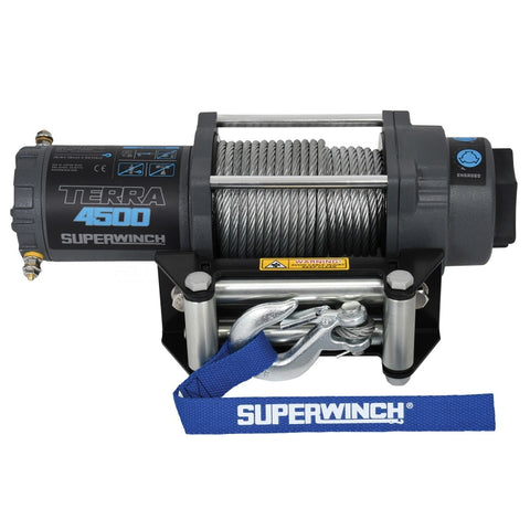 Superwinch 4500 LBS 12V DC 15/64in x 50ft Steel Rope Terra 4500 Winch - Gray Wrinkle - 1145260