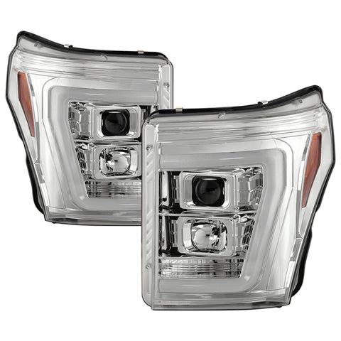 Spyder Ford F250/350/450 11-16 V2 High-Power LED Headlights-White Light Bar-Chrome PRO-YD-FS11V2PL-C - 5087881