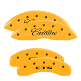 MGP 4 Caliper Covers Engraved Front Cursive/Cadillac Engraved Rear CTS Yellow finish black ch - 35013SCTSYL