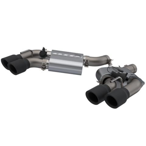 QTP 16-18 Chevrolet Camaro SS 6.2L 304SS Screamer Axle Back Exhaust Tip w/3.5in Quad Black Tips - 400117B