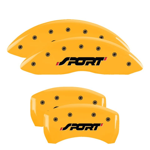 MGP 4 Caliper Covers Engraved Front & Rear SPORT Yellow finish black ch - 10229SSPOYL