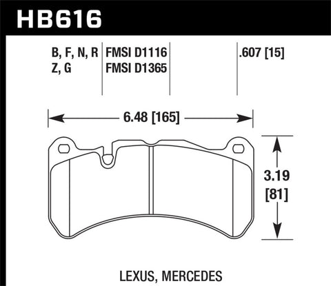 Hawk 08-09 Lexus IS-F HPS Street Front Brake Pads - HB616F.607