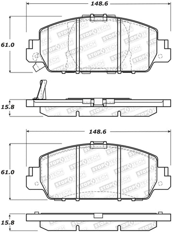 StopTech Street Performance 13-15 Honda Accord EX/EXL Front Brake Pads - 308.16540