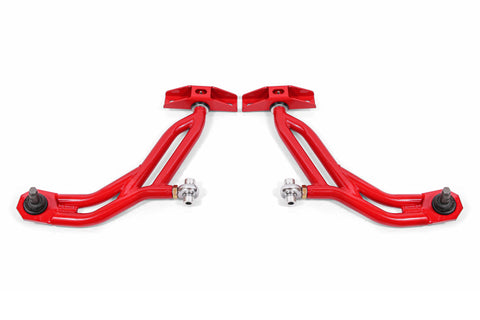 BMR 10-14 Ford Mustang Adj. Lower A-Arms w/ Delrin/Rod End / 19mm Tall Ball Joint - Red - AA757R