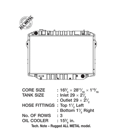 CSF 88-91 Toyota Landcruiser 3 Row All Metal Radiator - 2709