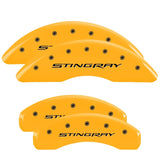 MGP 4 Caliper Covers Engraved Front & Rear Stingray Yellow finish black ch - 13084SSTYYL