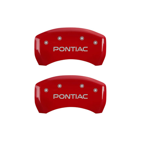 MGP 4 Caliper Covers Engraved Front & Rear Pontiac Red Finish Silver Char 2008 Pontiac G8 - 18011SPOPRD