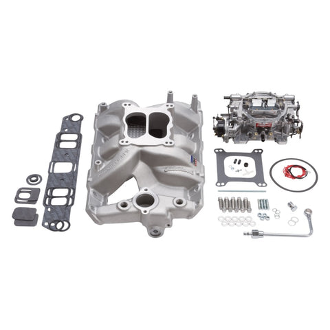 Edelbrock Manifold And Carb Kit Performer RPM Pontiac Natural Finish - 2056